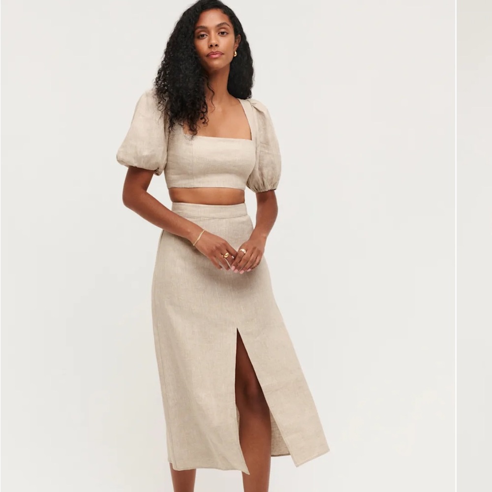 Reformation Jonas Two Piece Linen Skirt Set